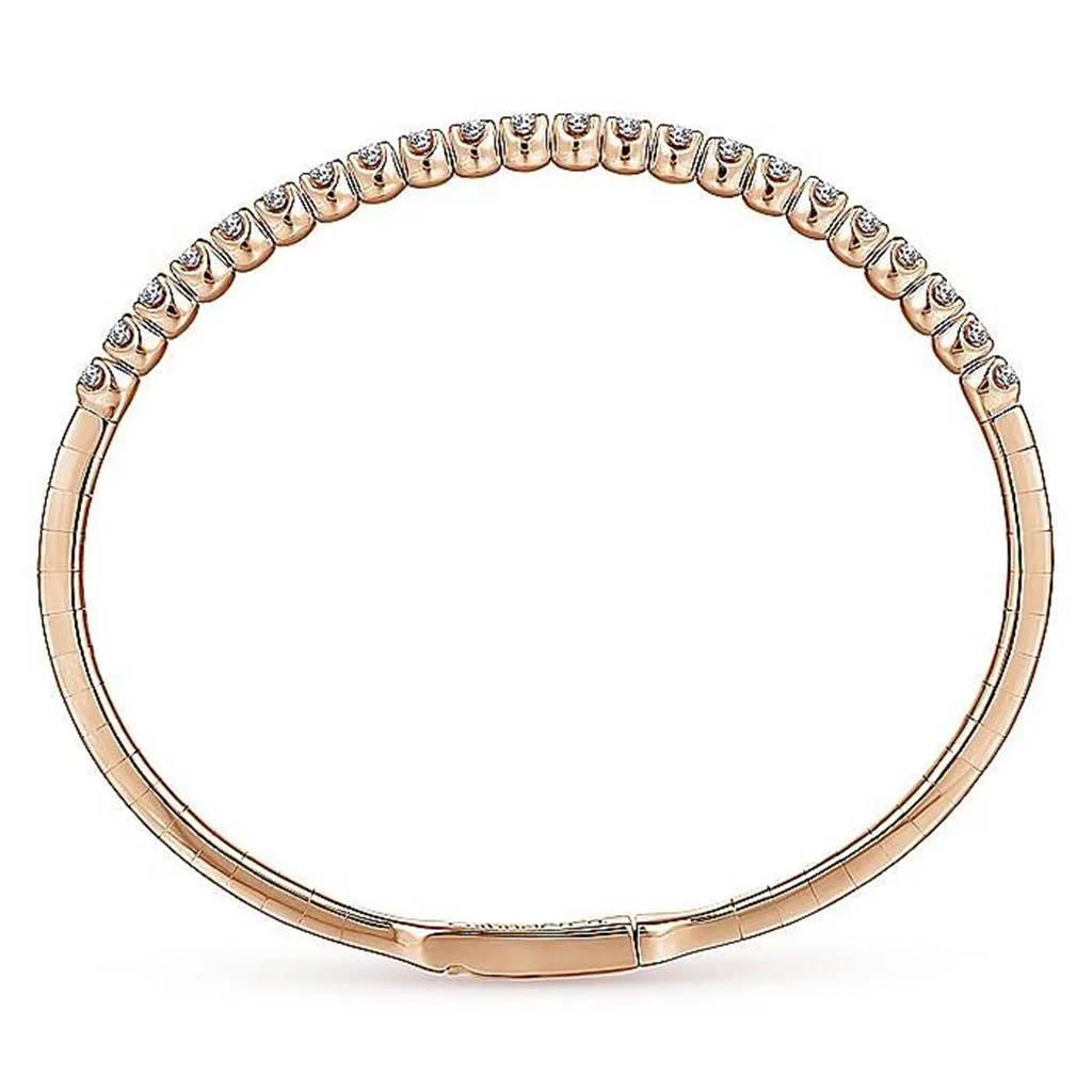 0.97ctw Round Diamond Bangle Bracelet - Rose Gold