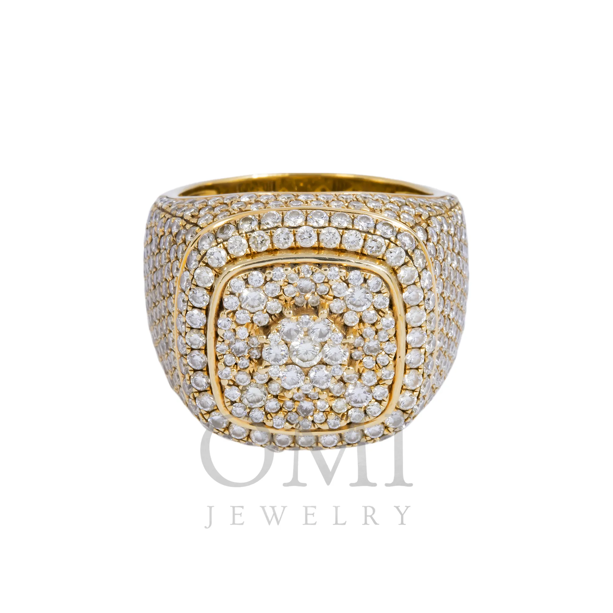 10K GOLD ROUND FLOWER CLUSTER DIAMOND STATEMENT RING 5.51 CT