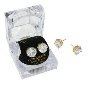 11mm Round Cut Crystal Cubic Zirconia CZ Earrings Clear Box