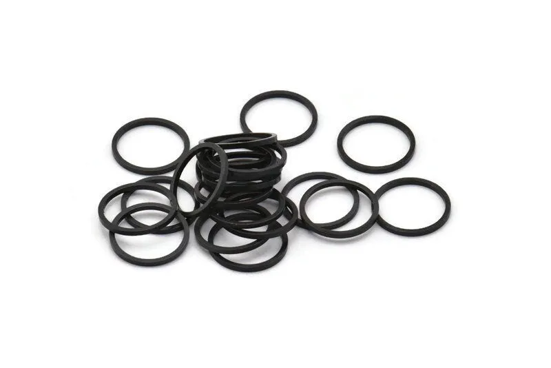 13mm Black Rings - 50 Oxidized Brass Black Circle Connectors (13x1x1mm) BS 1100 S552