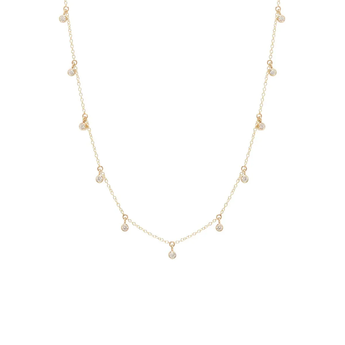 14k 11 Dangling Diamond Choker Necklace