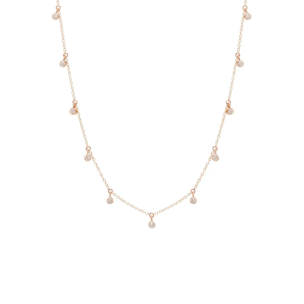 14k 11 Dangling Diamond Choker Necklace