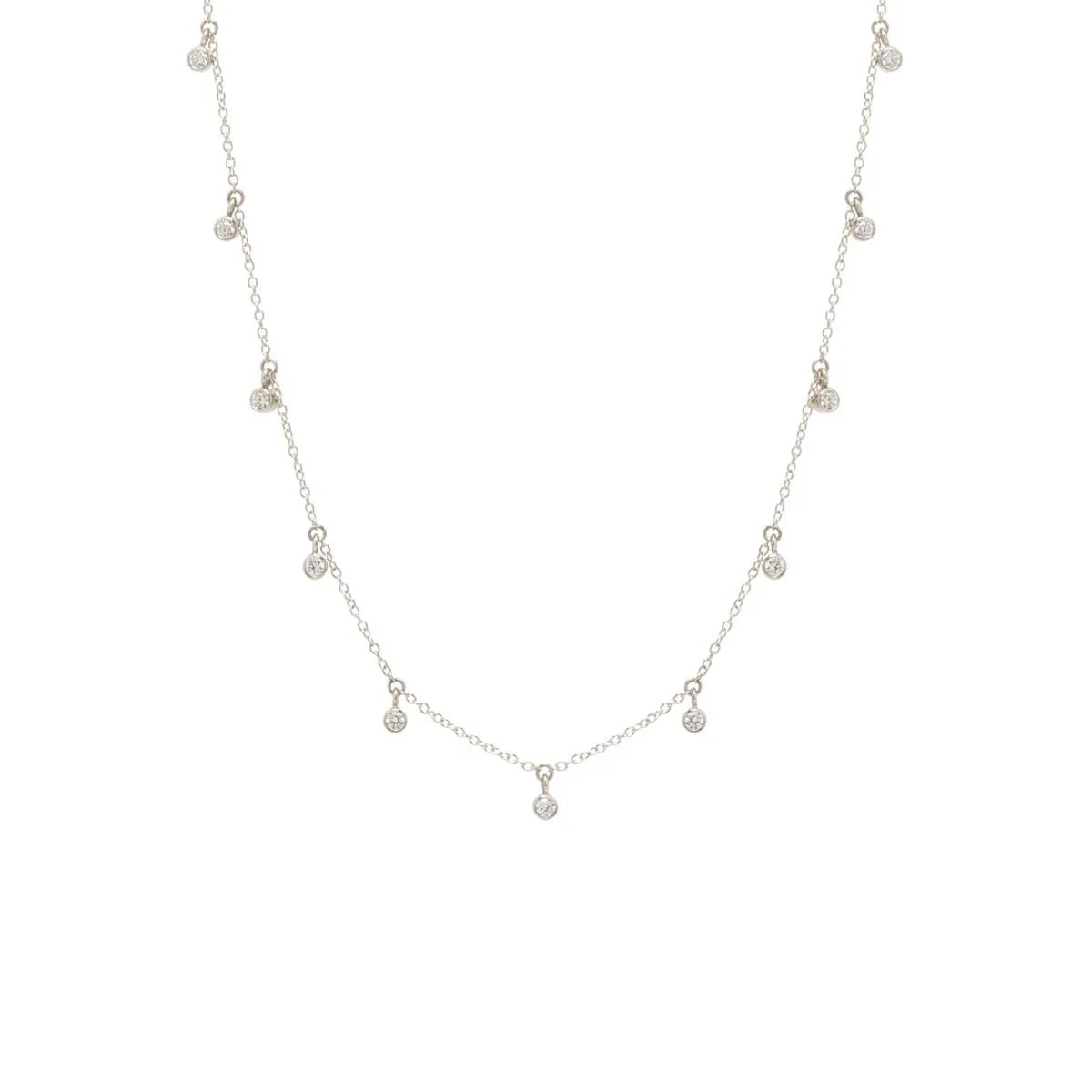 14k 11 Dangling Diamond Choker Necklace