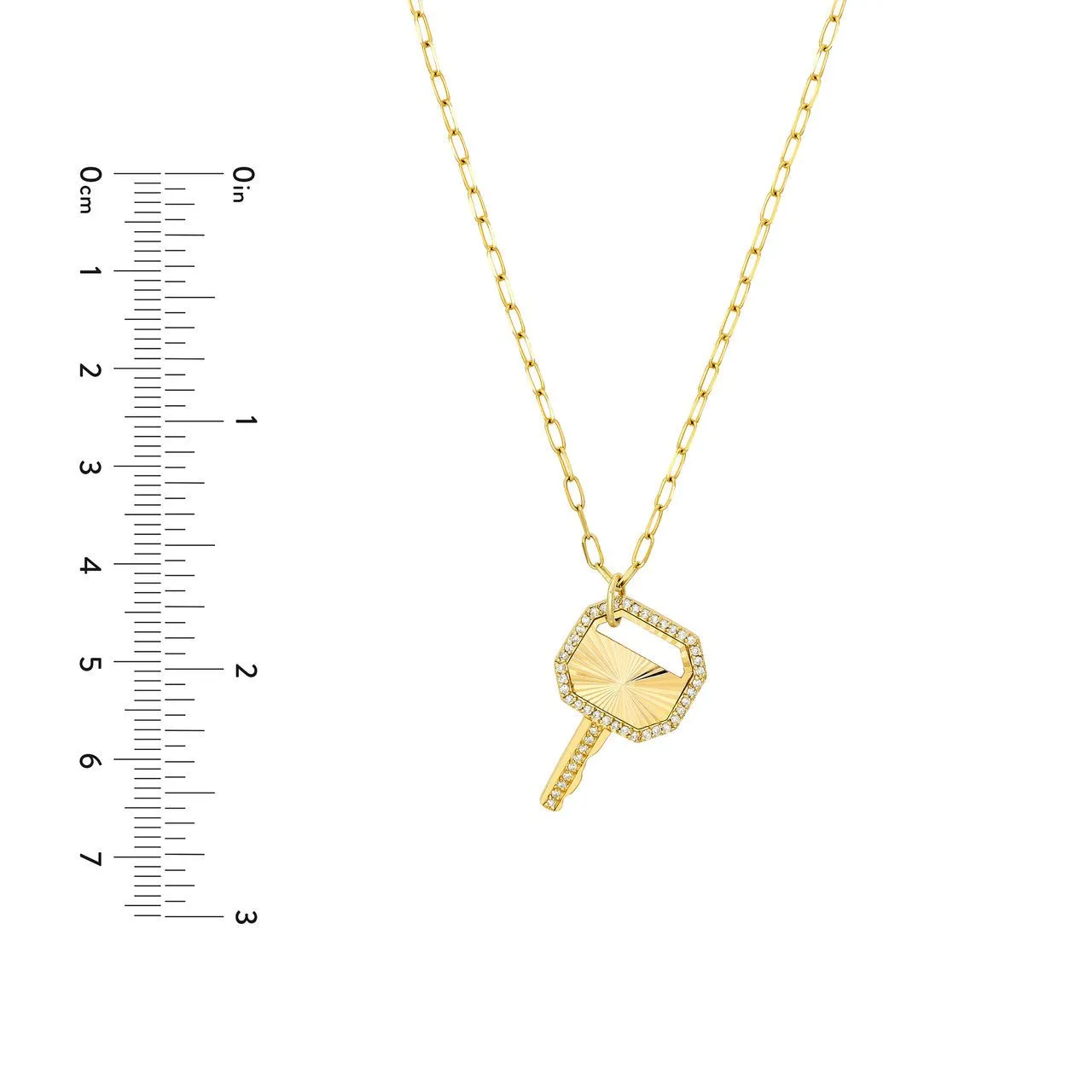 14K Gold Frame Key Diamond Pendant