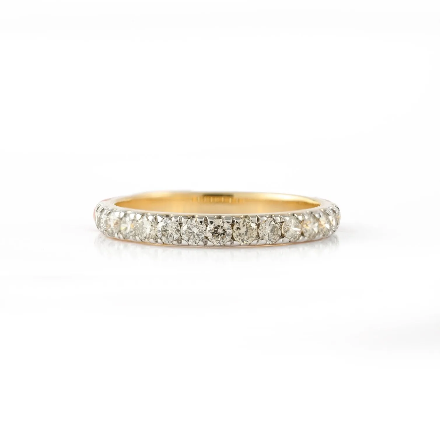 14K Gold Half Enamel Diamond Ring