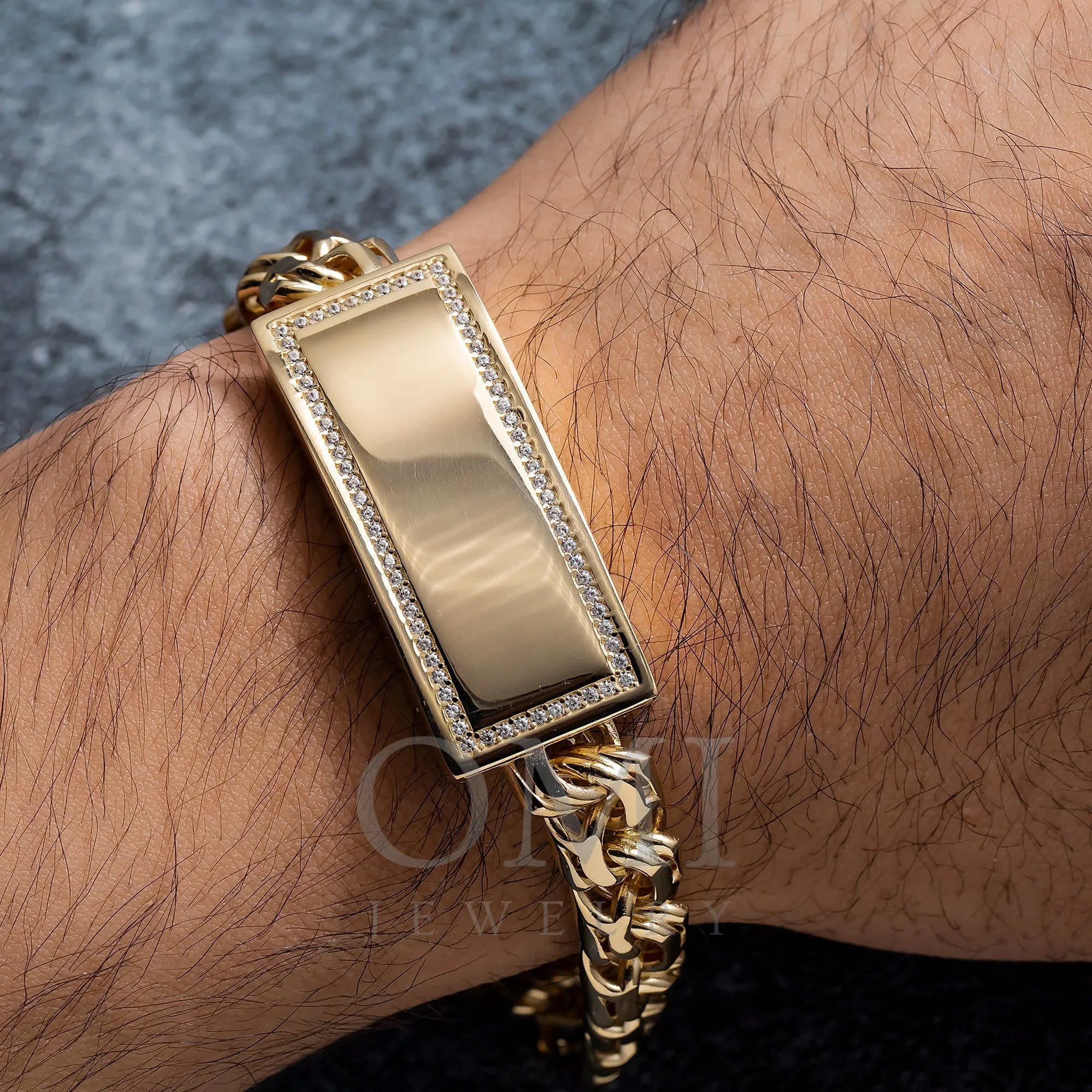 14K GOLD MEDUSA CHINO LINK CHAIN ID BRACELET 37.8G WITH DIAMONDS