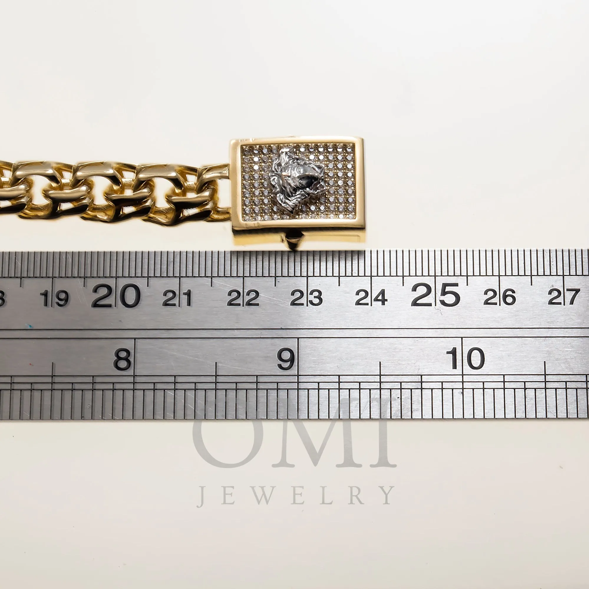 14K GOLD MEDUSA CHINO LINK CHAIN ID BRACELET 37.8G WITH DIAMONDS