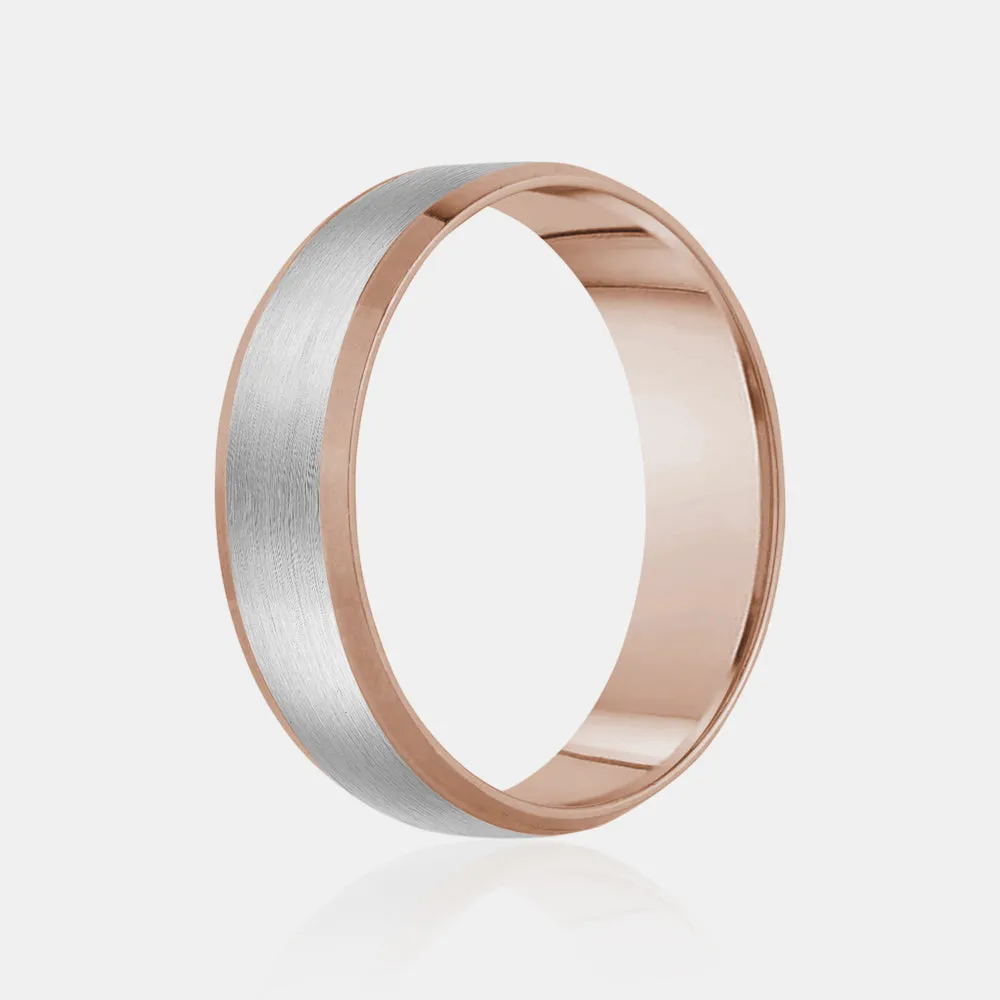 14K Two-Tone Brushed Center with Polished Edge Wedding Band