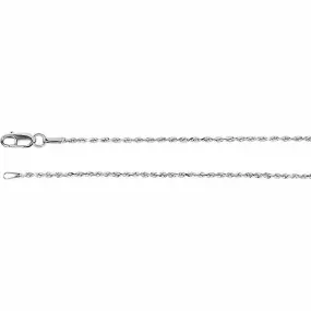 14K White Gold Diamond Cut Rope Chain, 16 Inches Long 1.3 mm  - CH947