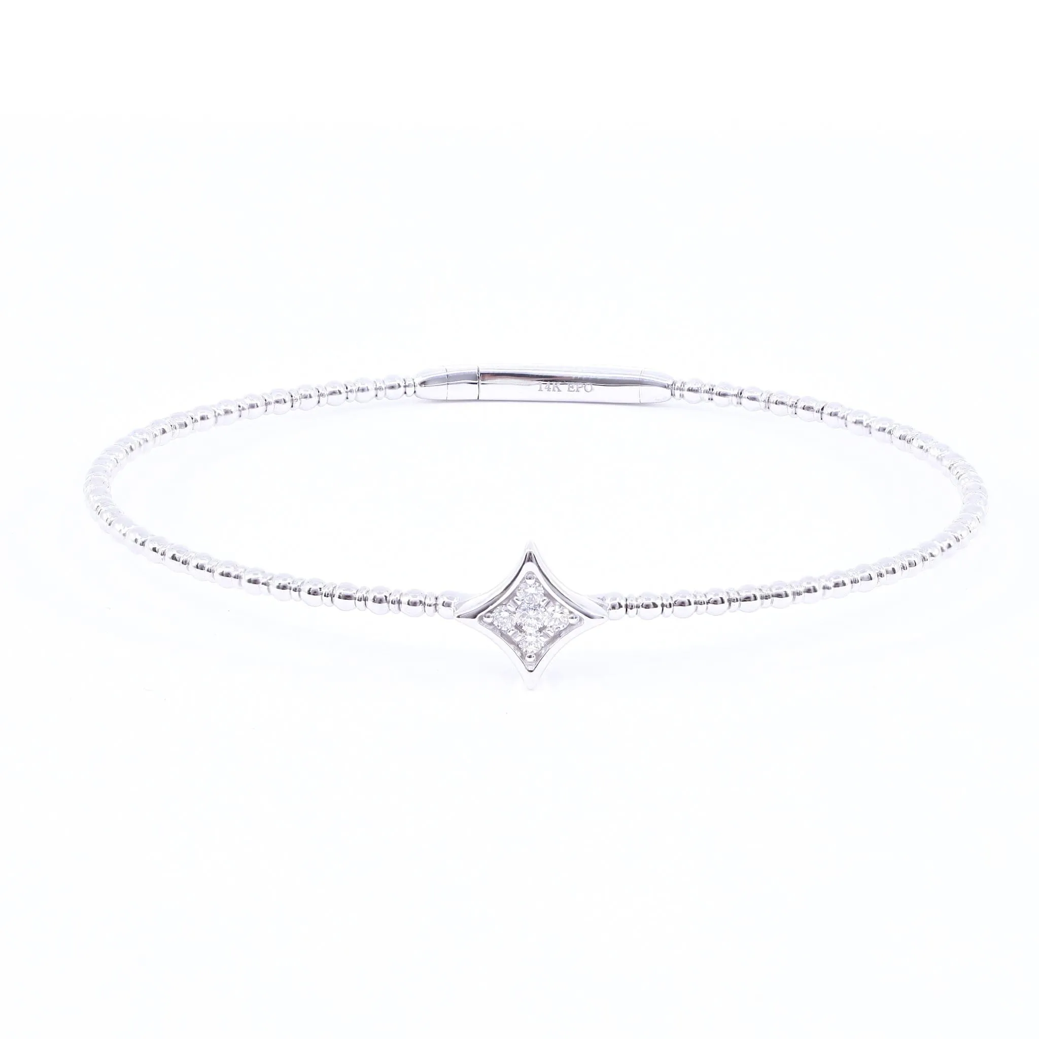 Stunning 14K White Gold Diamond Hypocycloid Flex Bracelet