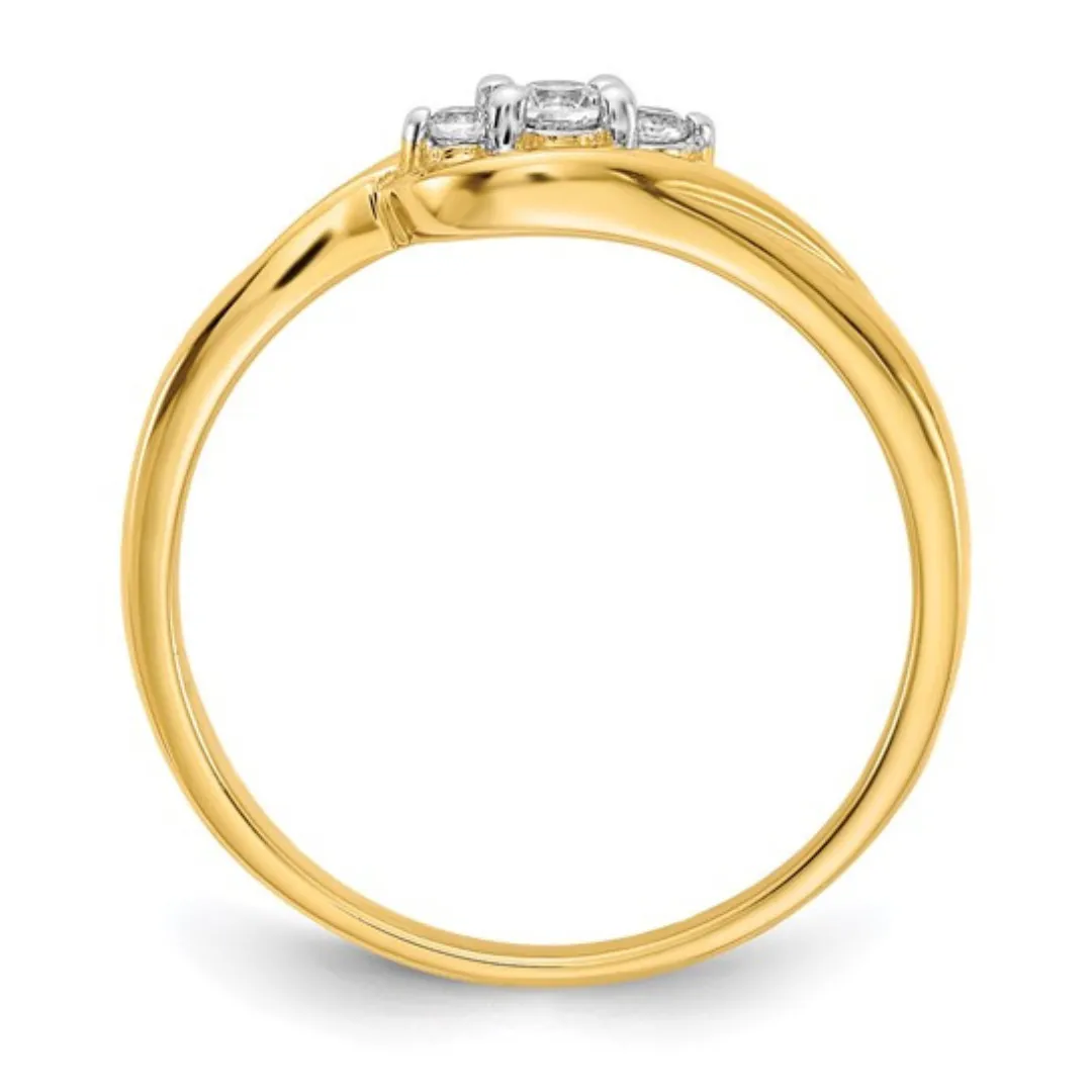 14K Yellow Gold Lab Grown Diamond Three Stone Ring