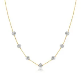 14k Yellow Gold Necklace with Crystal Embellished Sphere Stations, size 18''