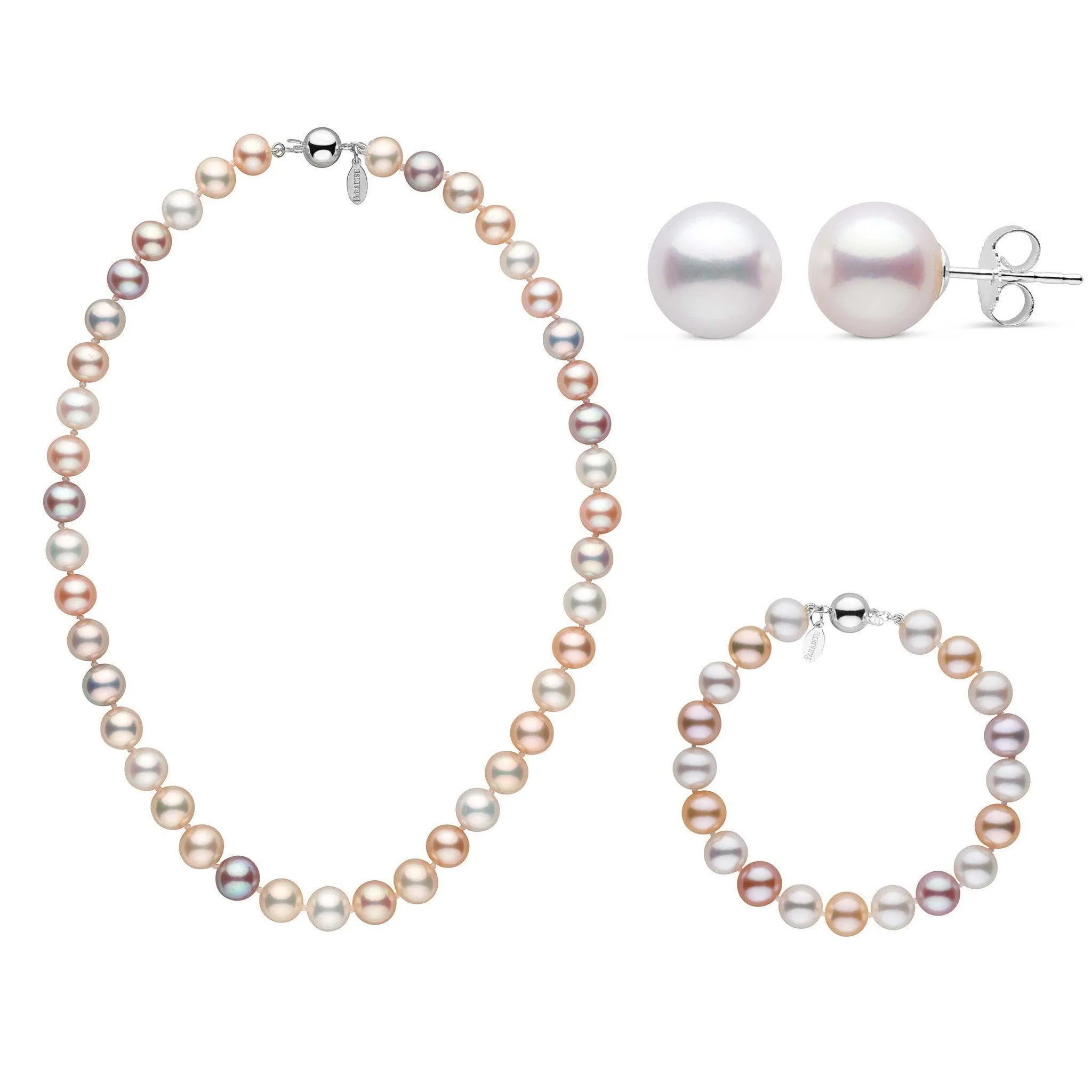 16 Inch 3 Piece 8.5-9.0 mm Freshadama Multicolor Freshwater Pearl Set