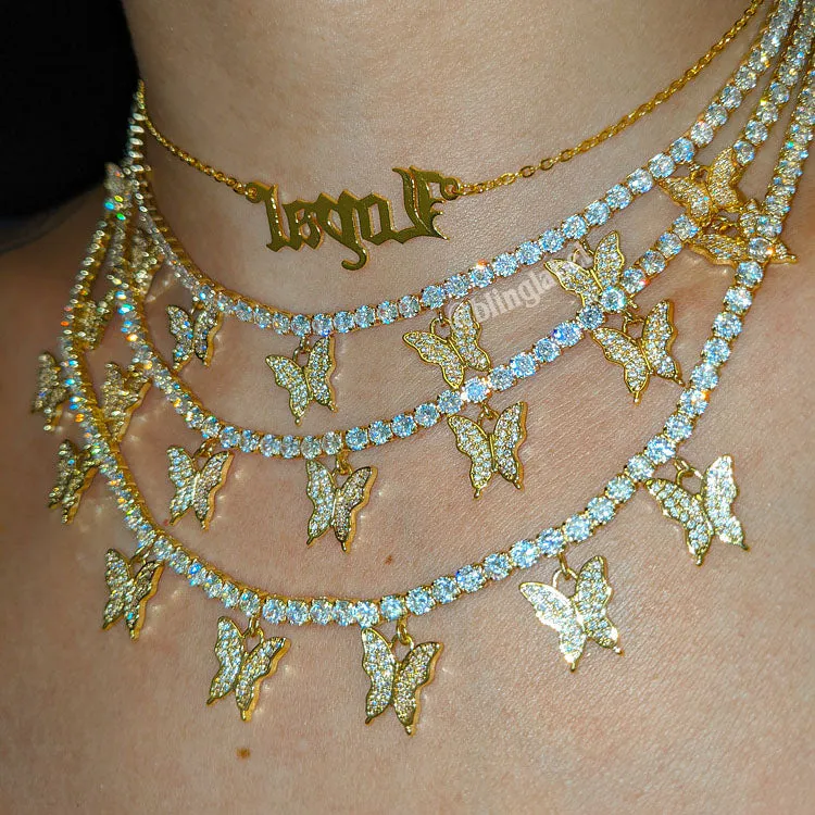 18K Diamond Butterfly Choker Necklace