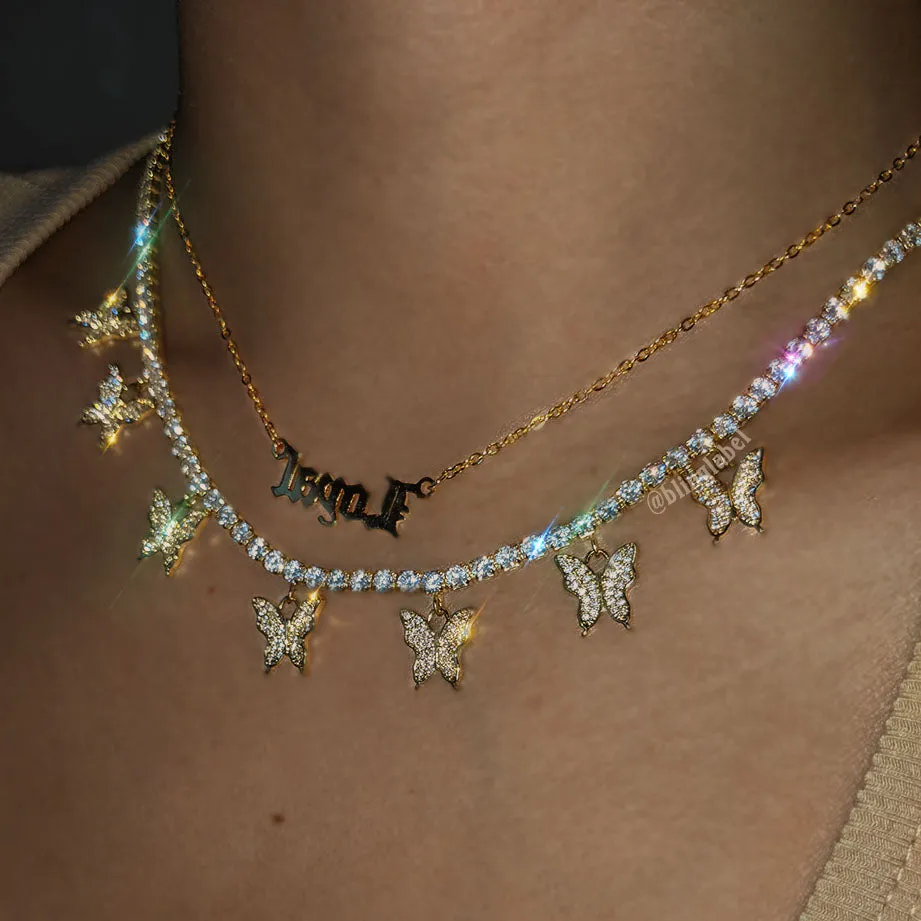 18K Diamond Butterfly Choker Necklace