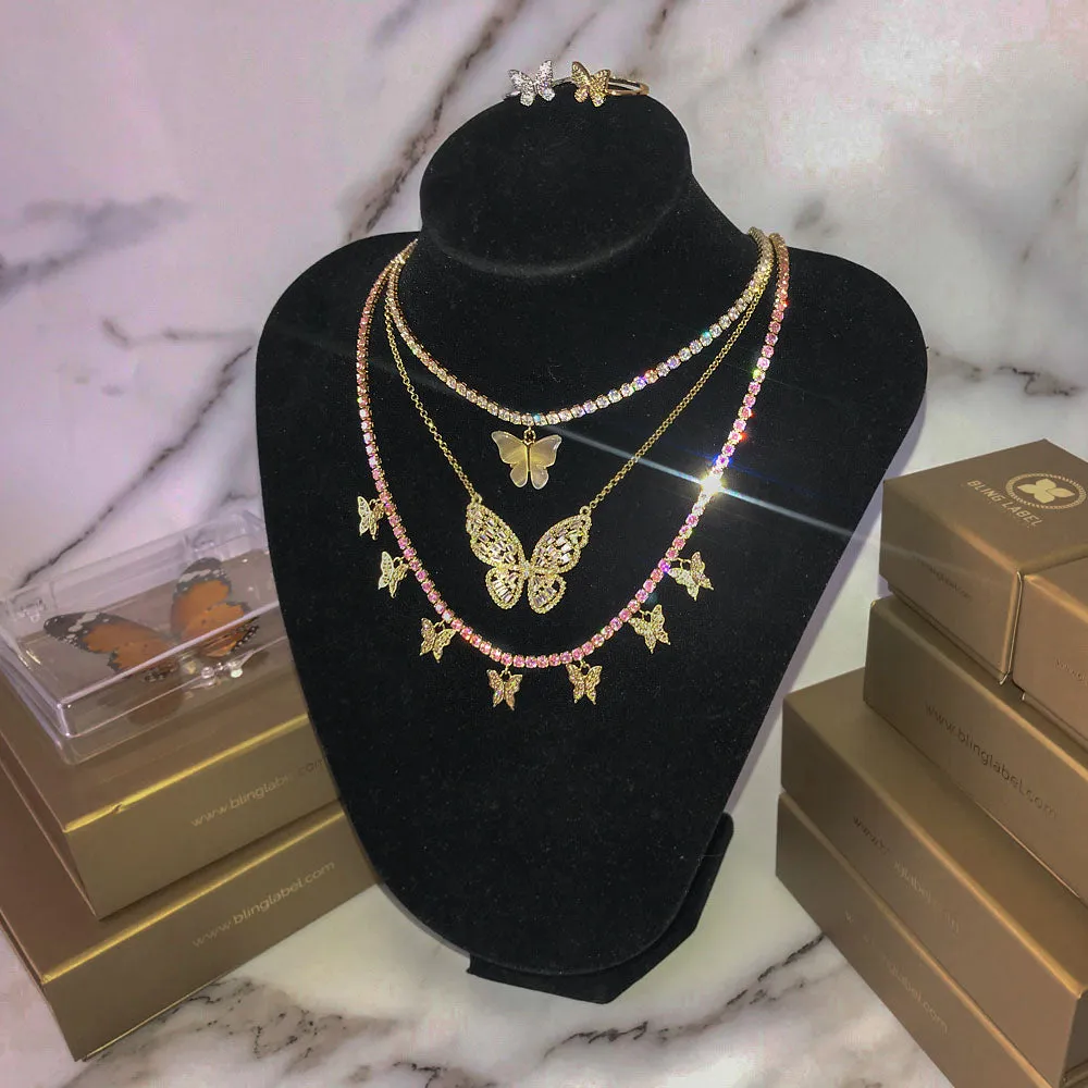 18K Diamond Butterfly Choker Necklace