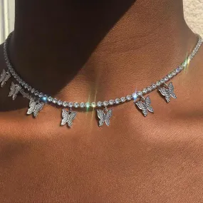 18K Diamond Butterfly Choker Necklace