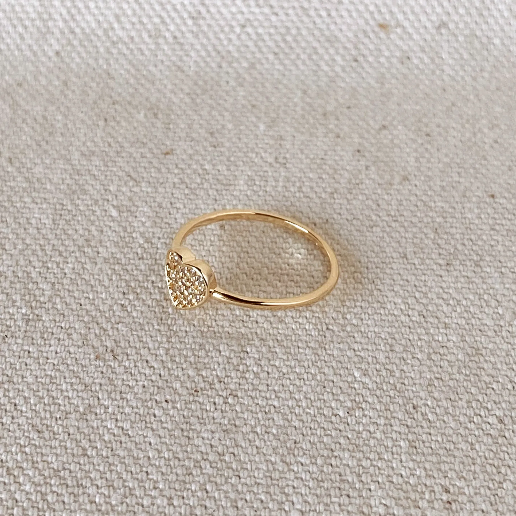 18k Gold Filled Dainty Cubic Zirconia Heart Ring