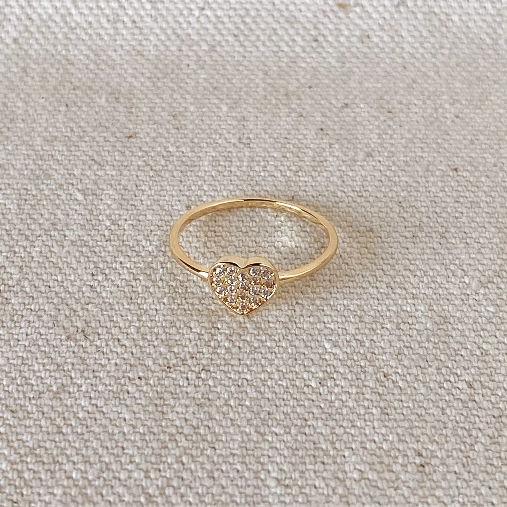 18k Gold Filled Dainty Cubic Zirconia Heart Ring