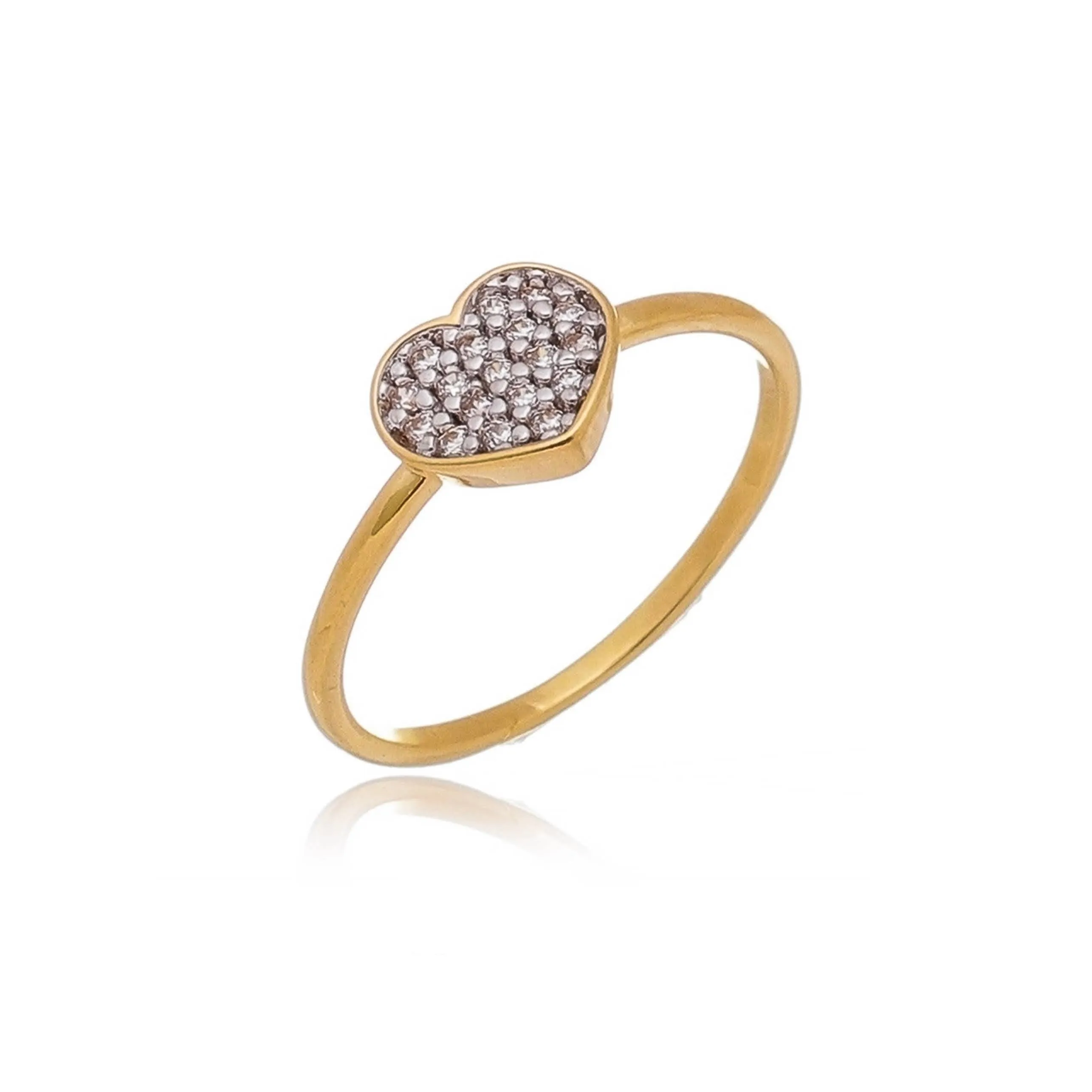 18k Gold Filled Dainty Cubic Zirconia Heart Ring