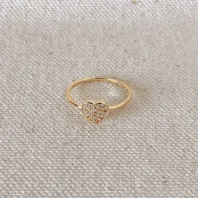 18k Gold Filled Dainty Cubic Zirconia Heart Ring