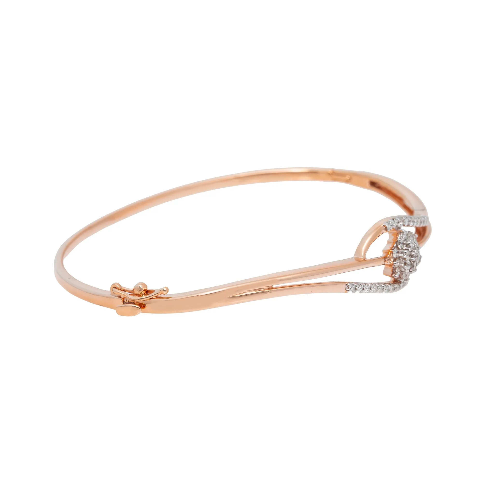 18K Rose Gold & 0.39ct Diamond Bangle (11gm)