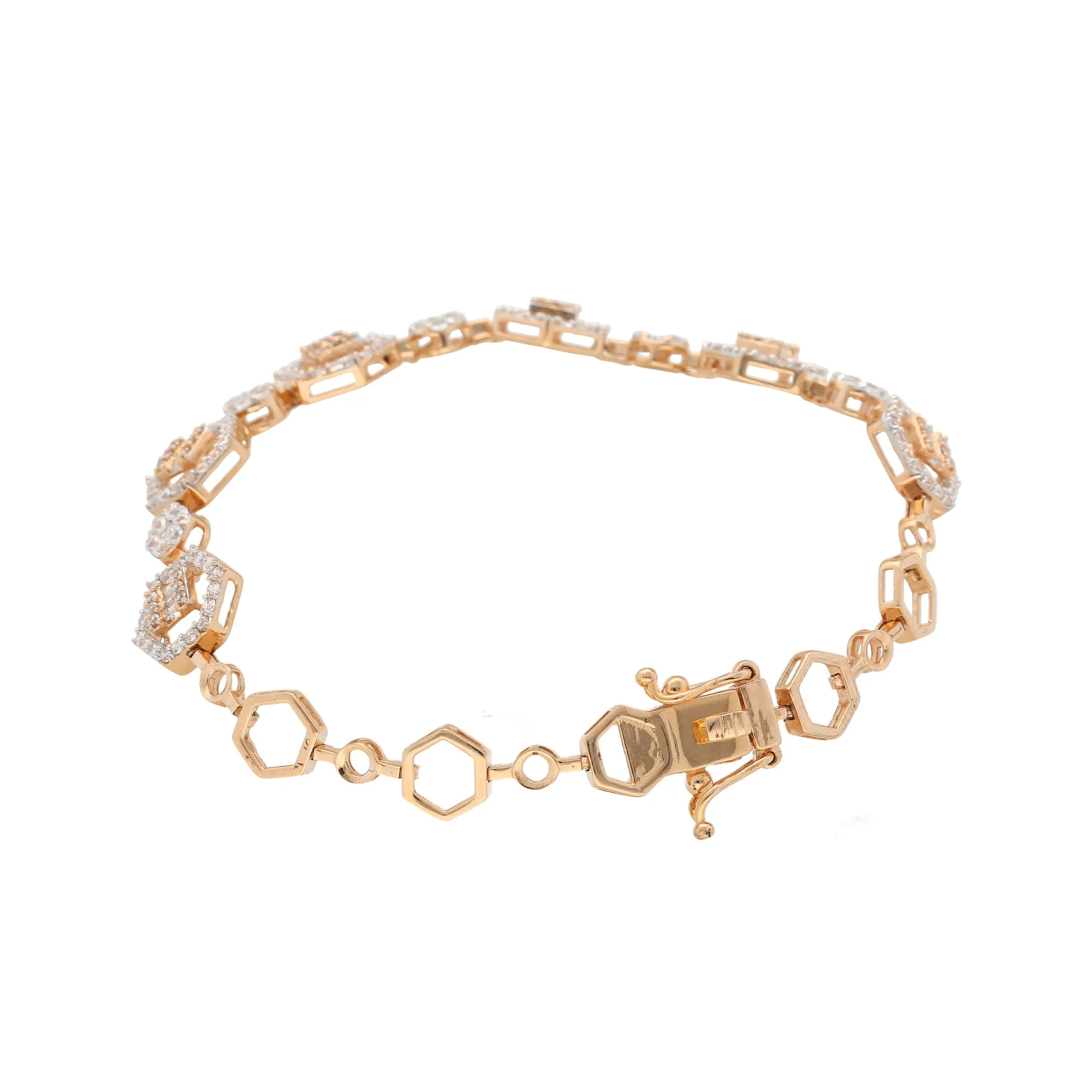 18K Rose Gold & CZ Bracelet (10.3gm)