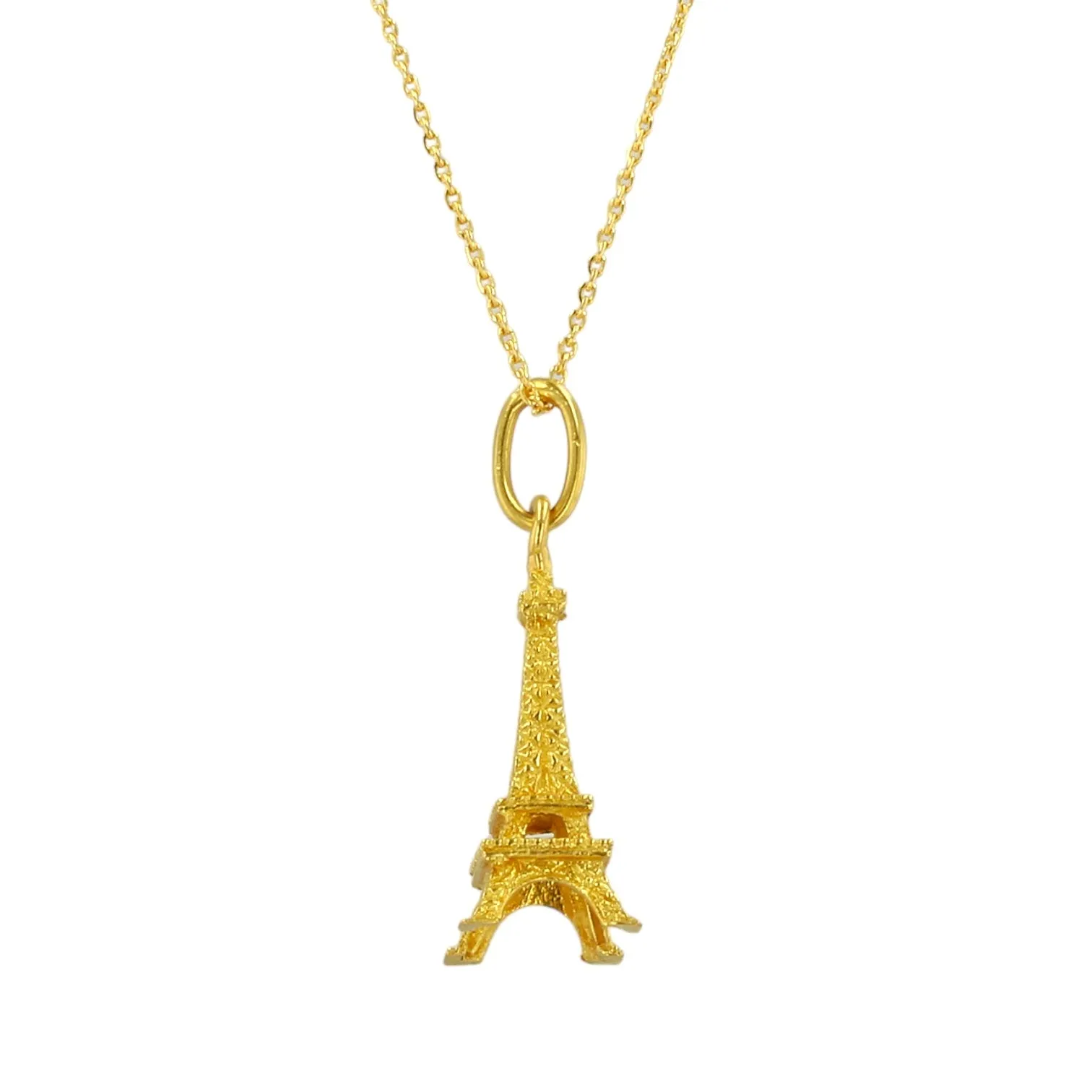 18K Yellow Gold Paris Eiffel Tower Necklace - 1010