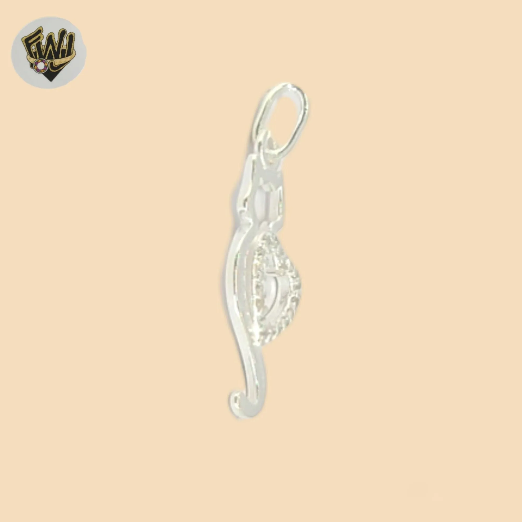 (2-1307) 925 Sterling Silver - Zircon Cat Pendant.