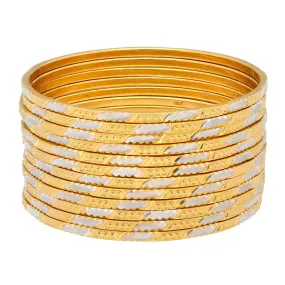 22K Yellow & White Gold Bangle Set of 12 (217.8gm)