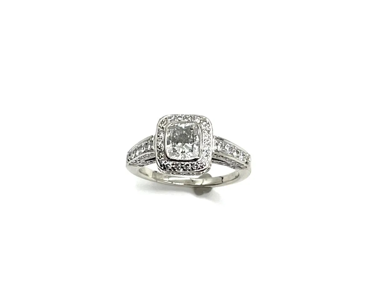 2ctw Cushion Cut Diamond Halo Ring