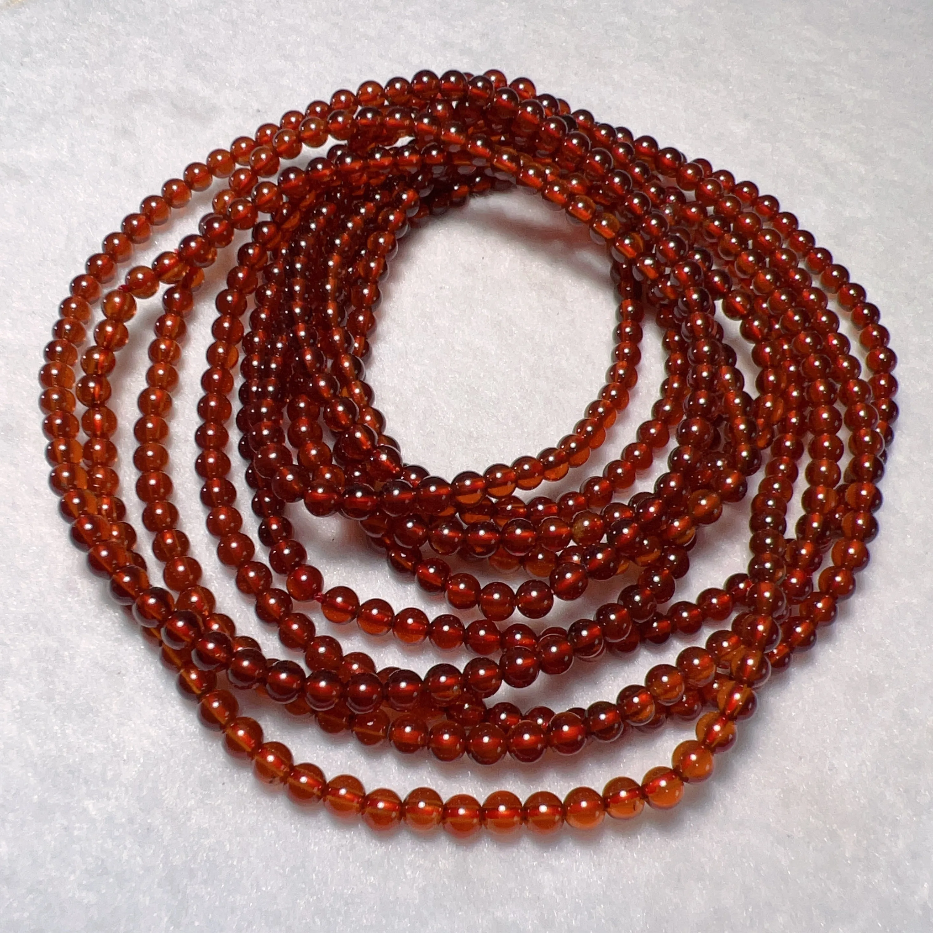 3-Wraps 4.8mm Natural High-clarity Spessartine Orange Garnet Beaded Bracelets for DIY Jewelry Project