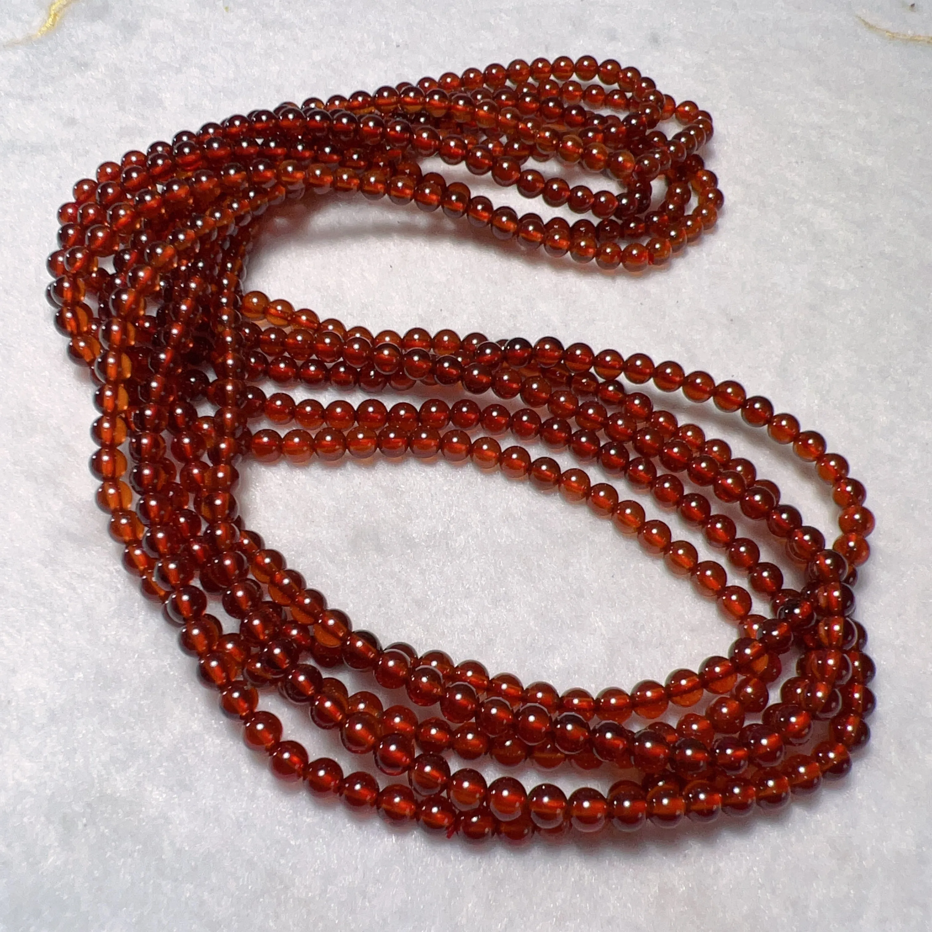 3-Wraps 4.8mm Natural High-clarity Spessartine Orange Garnet Beaded Bracelets for DIY Jewelry Project