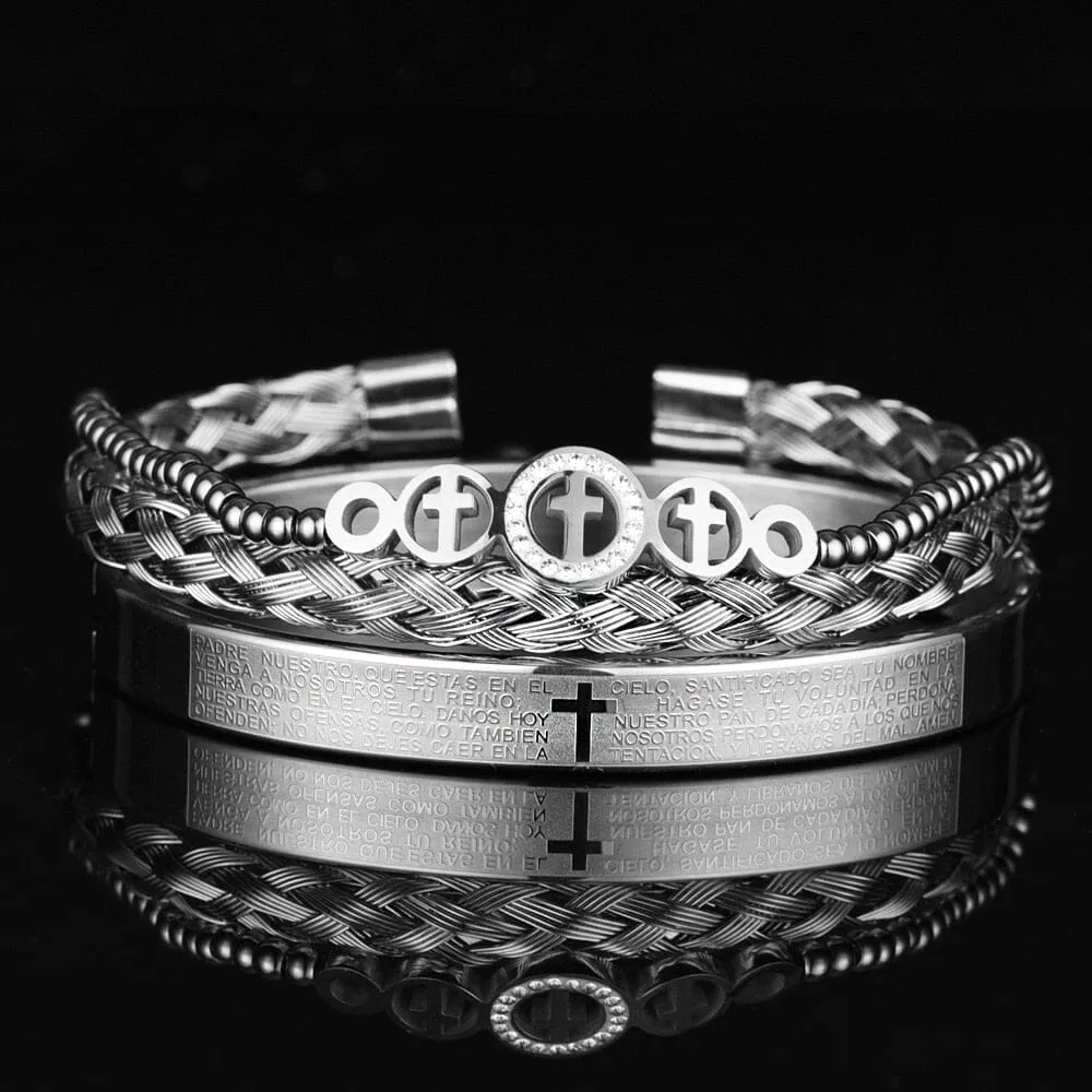 3pcs Set Stainless Steel WWJD Bracelet