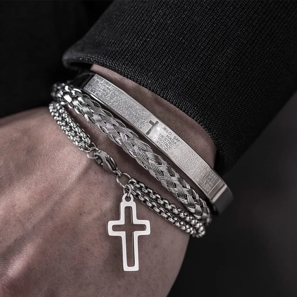 3pcs Set Stainless Steel WWJD Bracelet