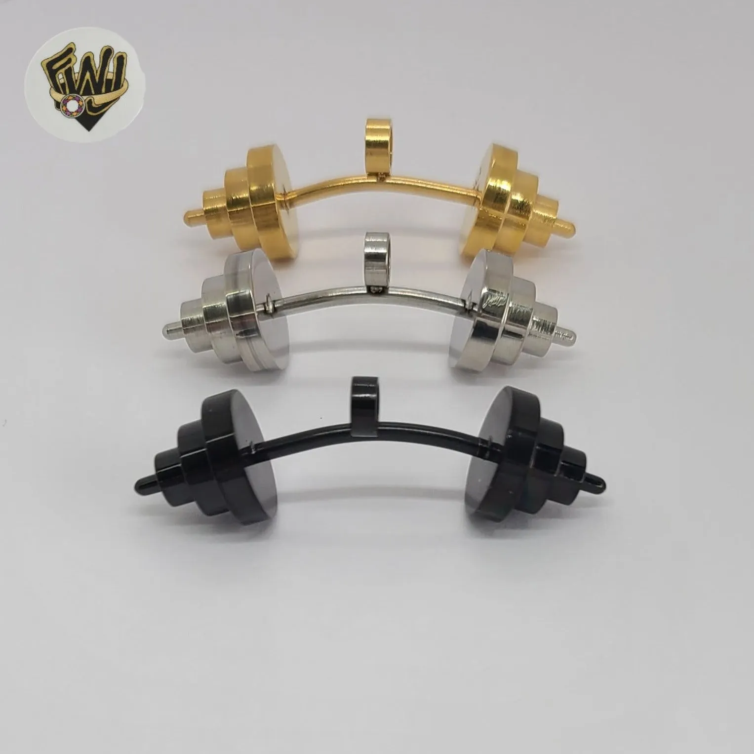 (4-2087) Stainless Steel - Dumbbell Pendants.