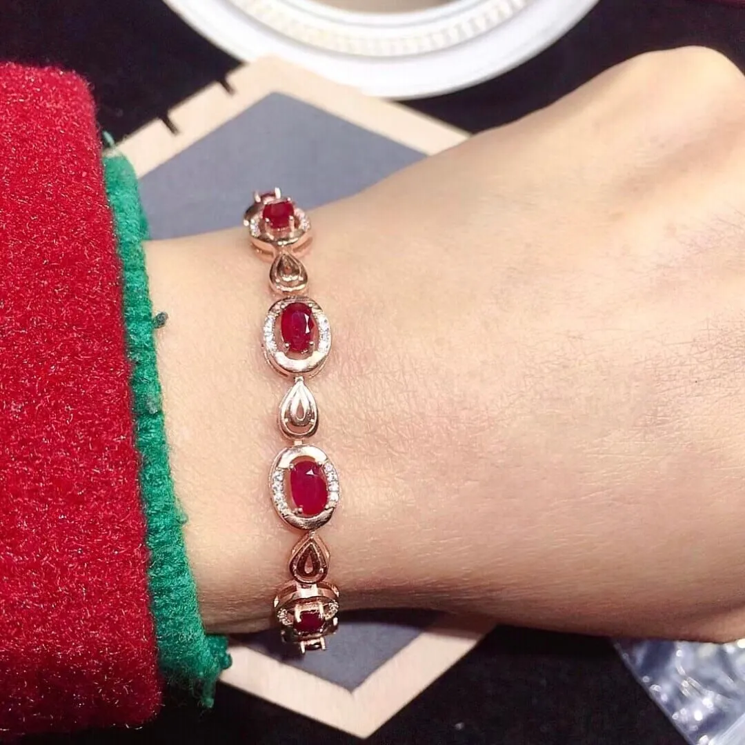 4mm*6mm 2.5ct Natural Ruby Bracelet