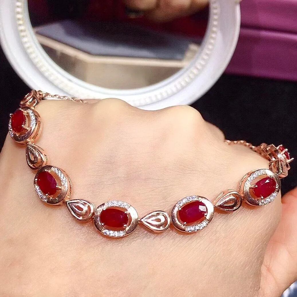 4mm*6mm 2.5ct Natural Ruby Bracelet