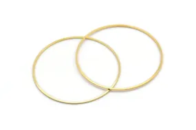 50mm Circle Connector, 12 Gold Tone Brass Circle Connectors (50x1x1mm) D1650