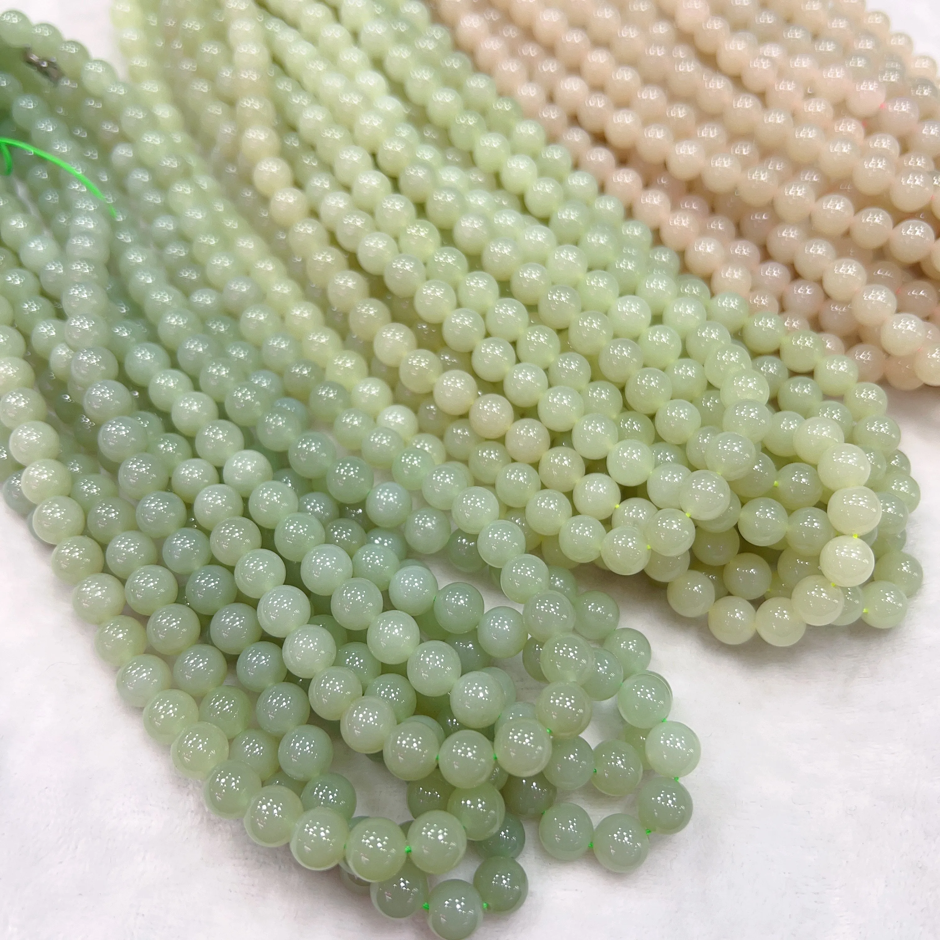 8mm Natural Yellow Nephrite Round Bead Necklace Strands for DIY Jewelry Projects