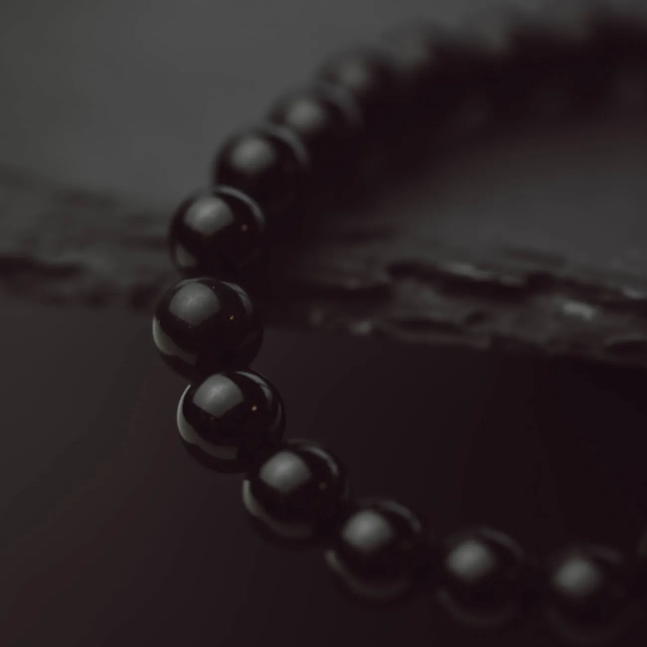 8mm Round Gemstone Bracelet Night Black