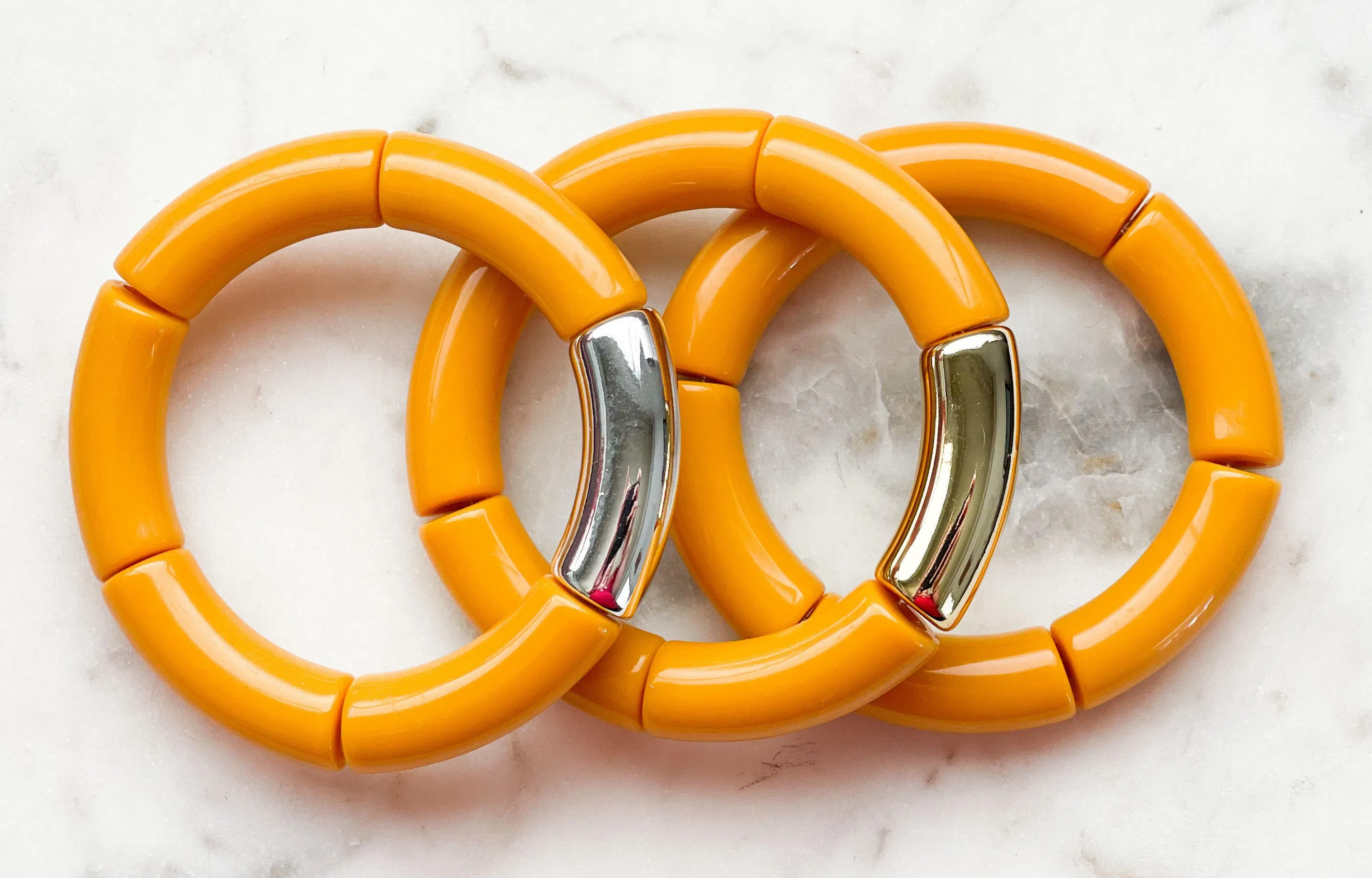 Acrylic Bamboo Bangle Bracelet Mustard Yellow