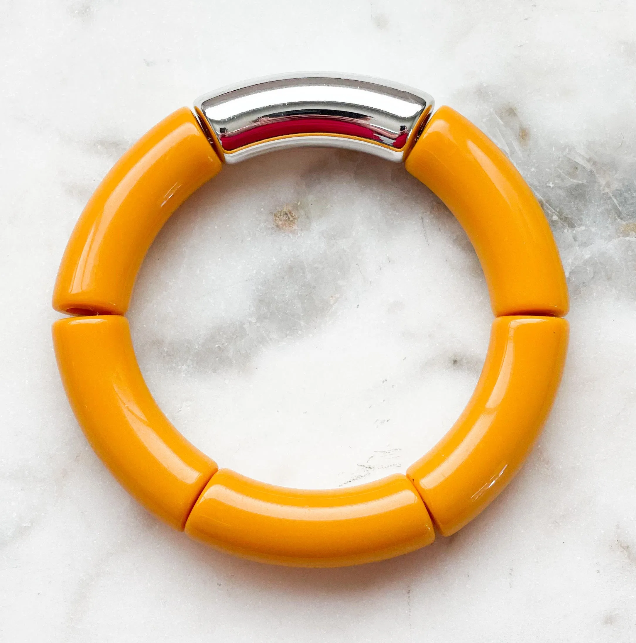 Acrylic Bamboo Bangle Bracelet Mustard Yellow