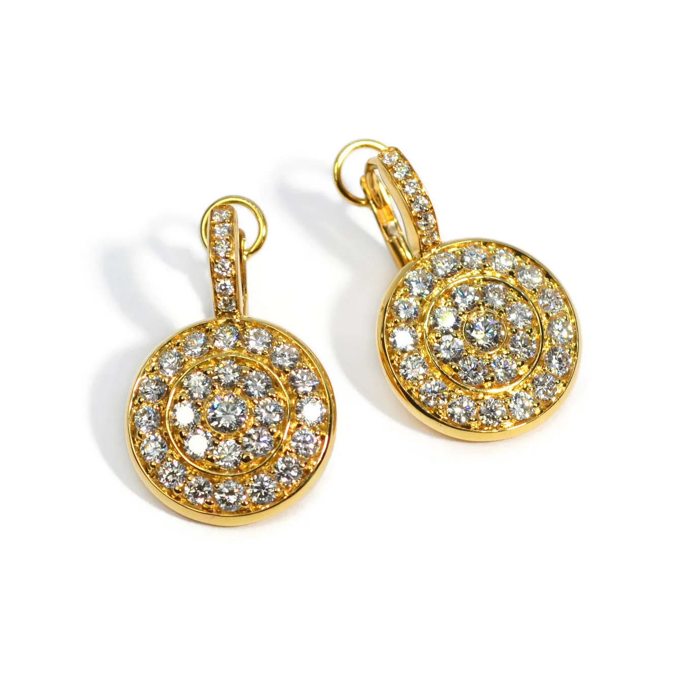 AFJ Diamond Collection - Diamond Circle Drop Earrings, 18k Yellow Gold