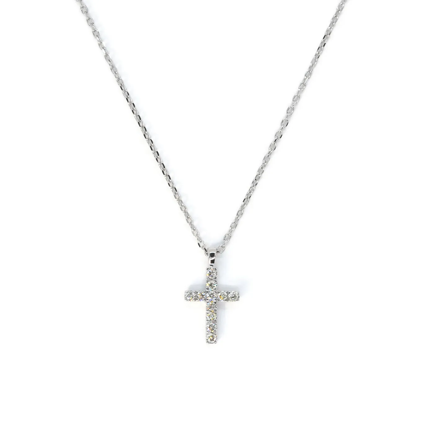 AFJ Diamond Collection - Diamond Cross Pendant Necklace, 14k White Gold