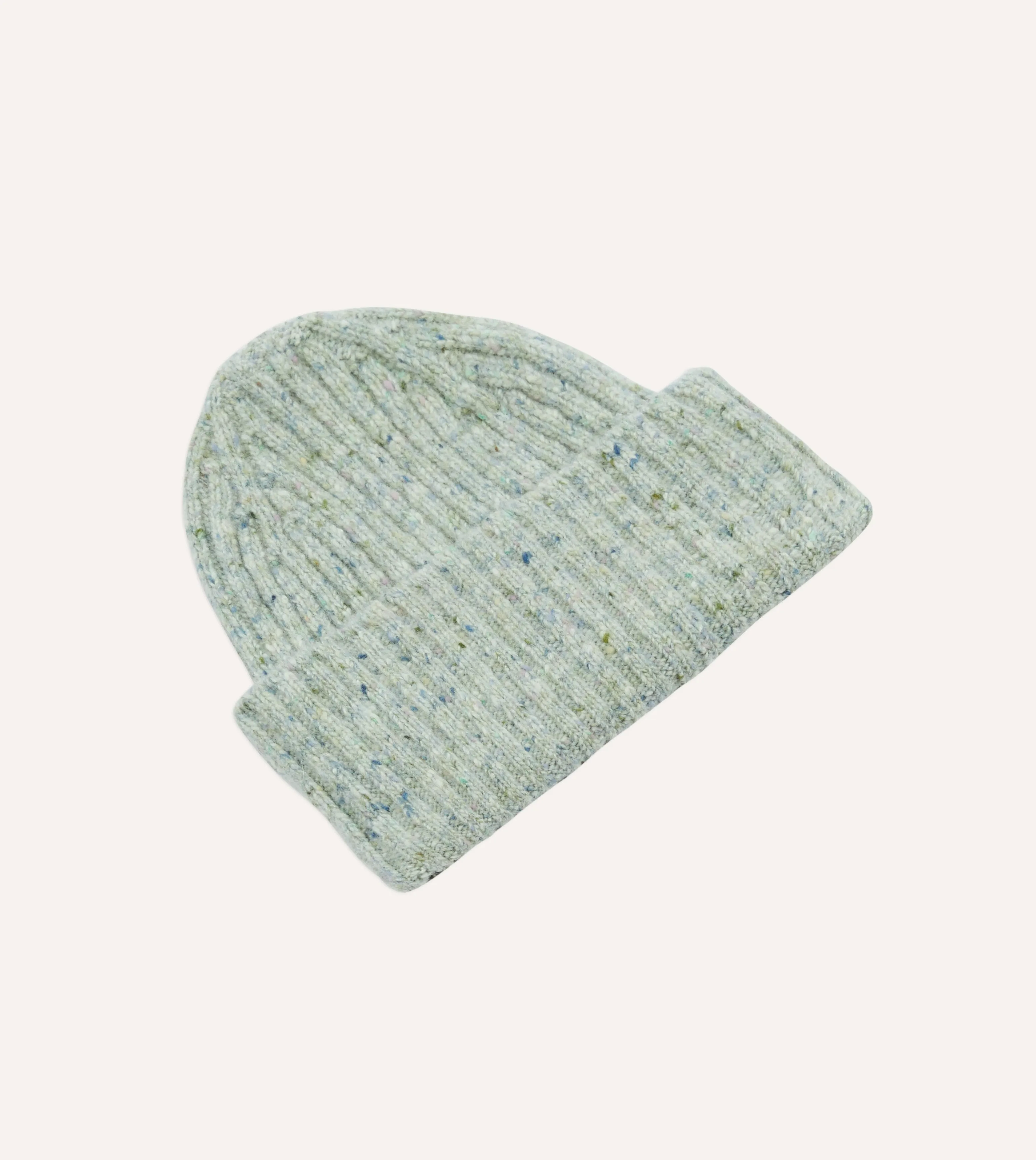 ALD / Drake's Grey Donegal Ribbed Knit Beanie