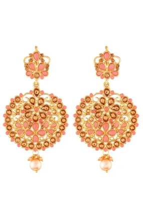 Alloy Chandbali Earrings in Pink