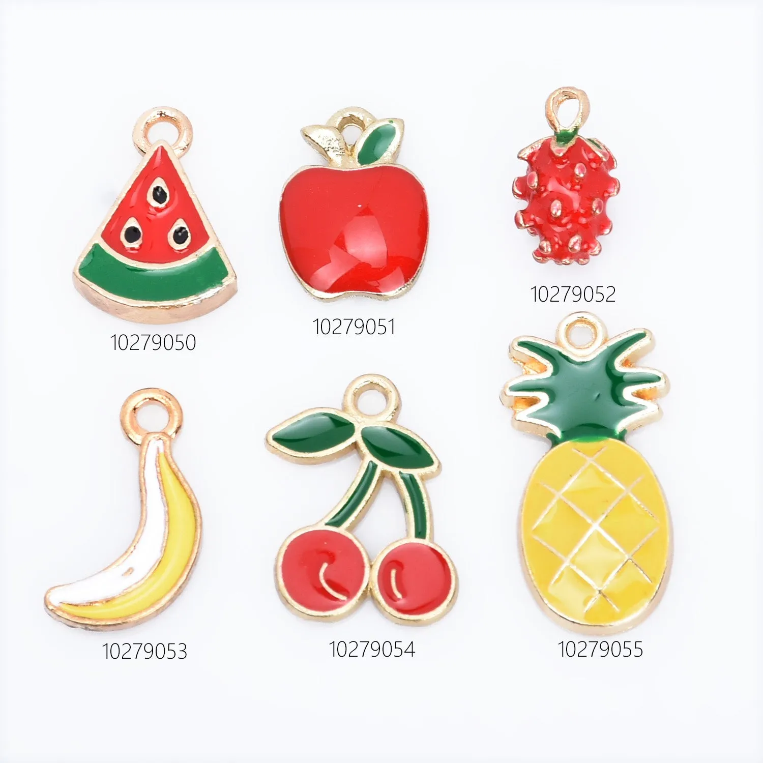 Alloy Fruit pendant watermelon/red apple/stereoscopic Strawberry/banana/cherry/pineapple shape Enamel Charms DIY Jewelry Accessories 20pcs 102790