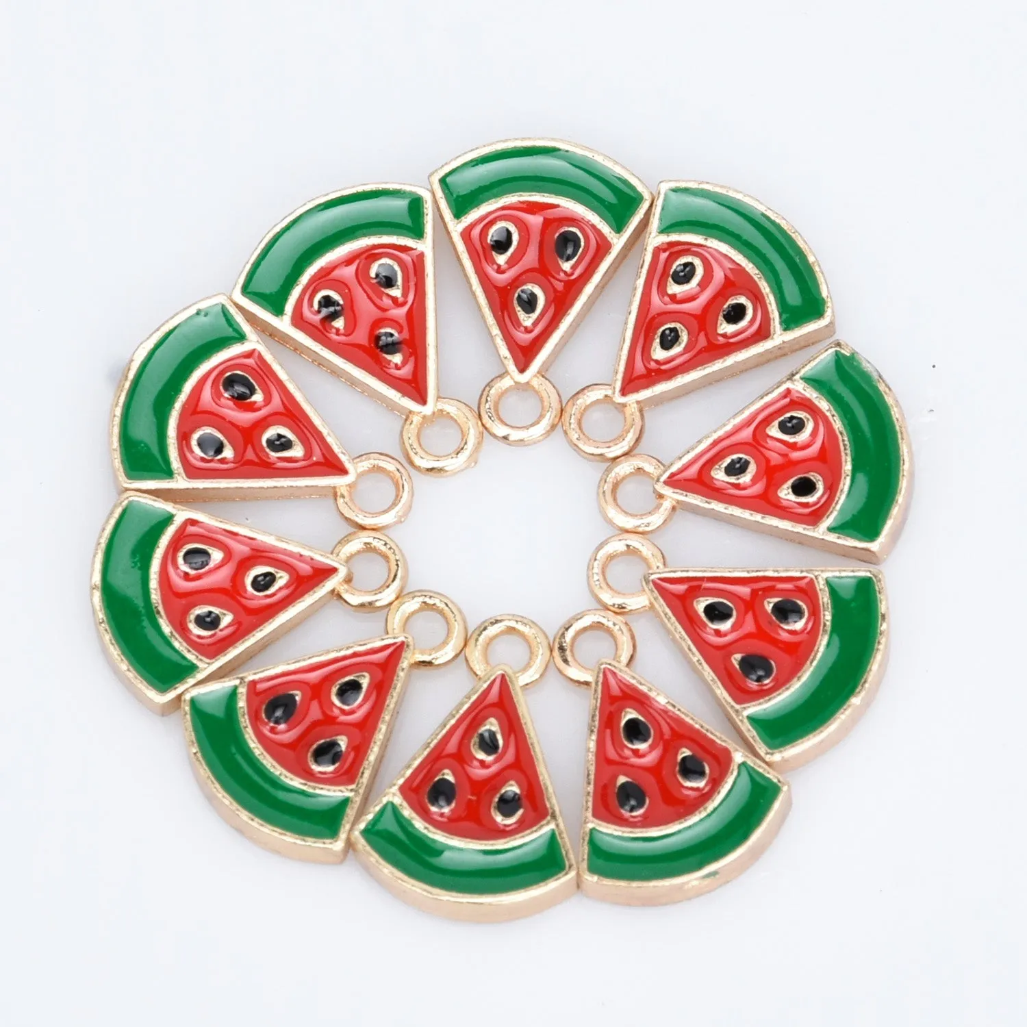 Alloy Fruit pendant watermelon/red apple/stereoscopic Strawberry/banana/cherry/pineapple shape Enamel Charms DIY Jewelry Accessories 20pcs 102790