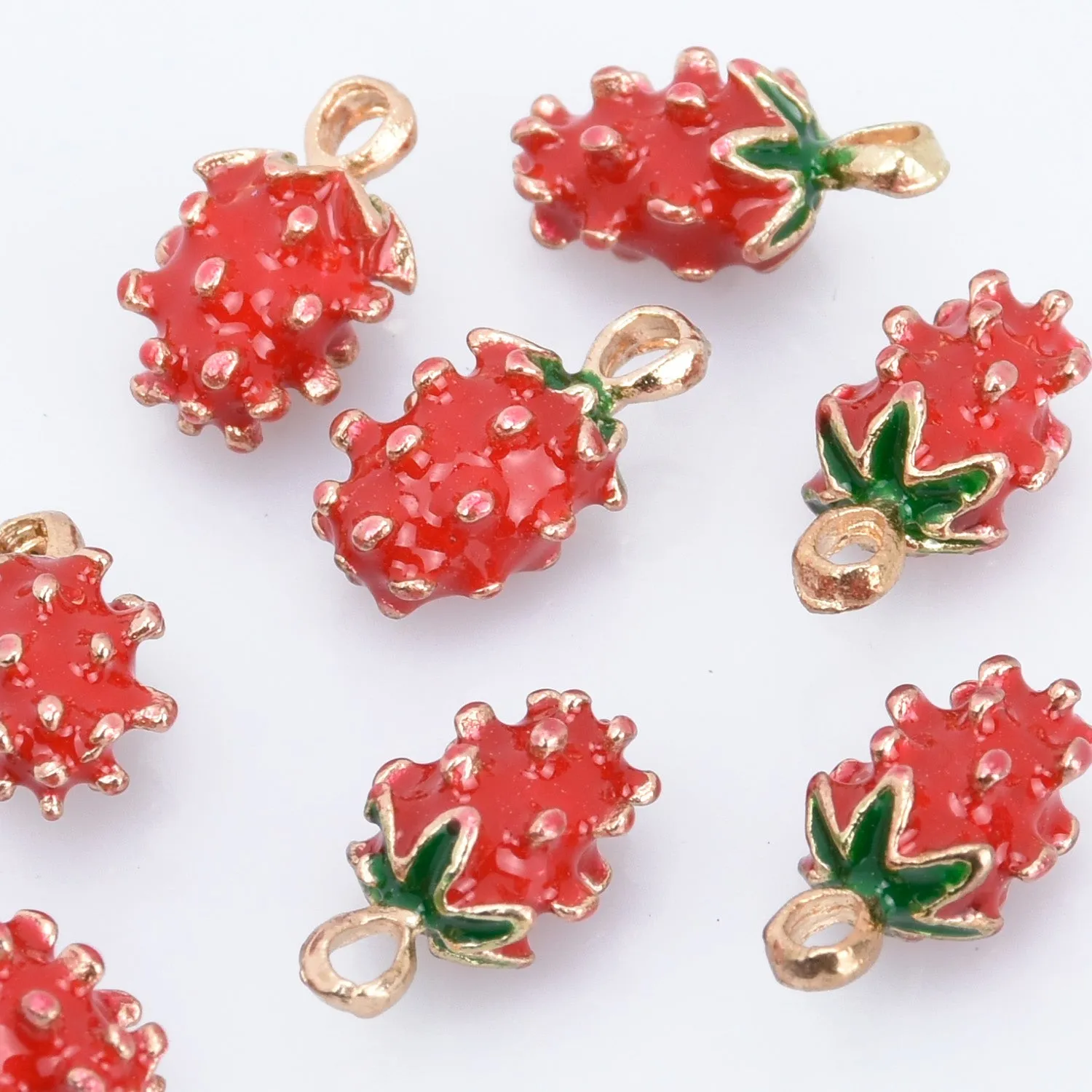 Alloy Fruit pendant watermelon/red apple/stereoscopic Strawberry/banana/cherry/pineapple shape Enamel Charms DIY Jewelry Accessories 20pcs 102790